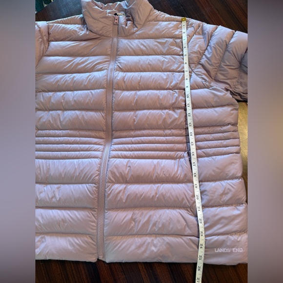 Lands End Puffer Jacket Lilac Womens Plus 1X Down Mock Neck Full Zip Pockets - Picture 9 of 12